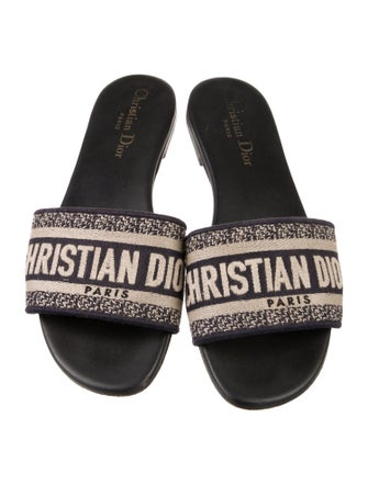 Christian Dior Printed Embroidered Accent Slides