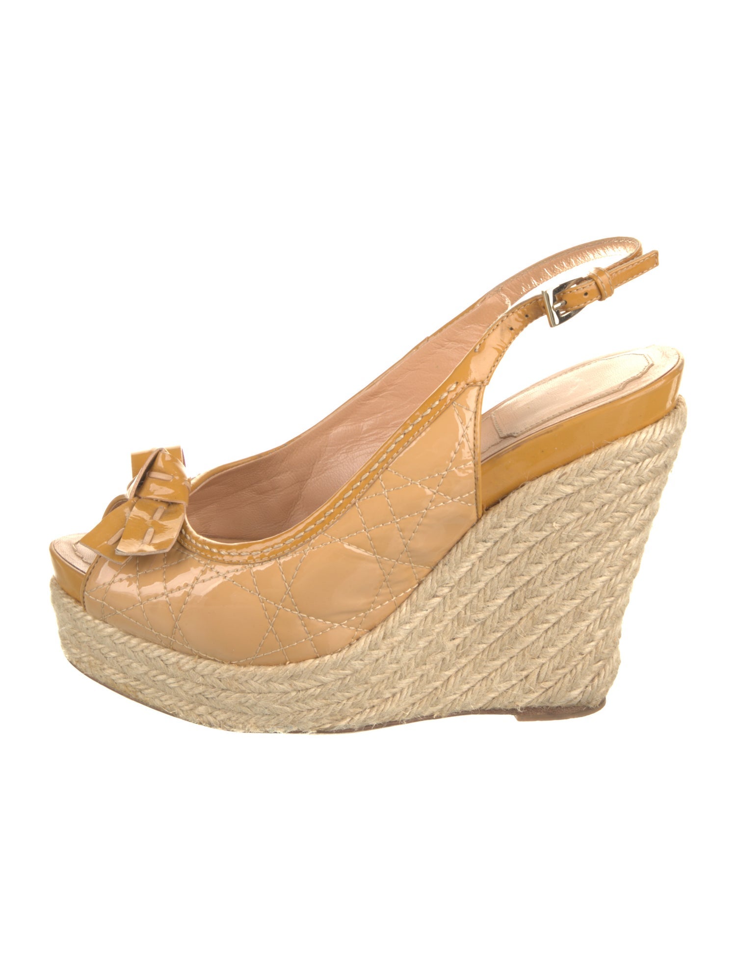 Christian Dior Cannage Pattern Patent Leather Espadrilles