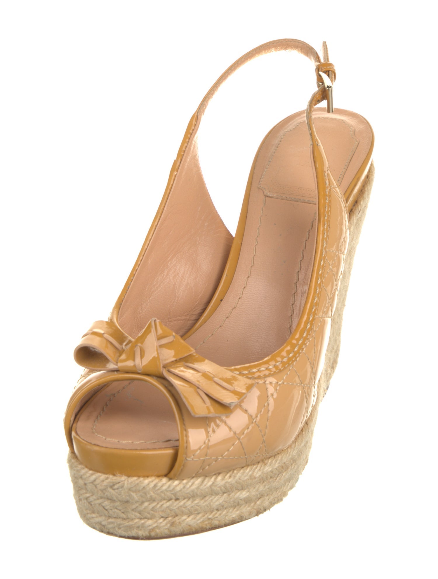 Christian Dior Cannage Pattern Patent Leather Espadrilles