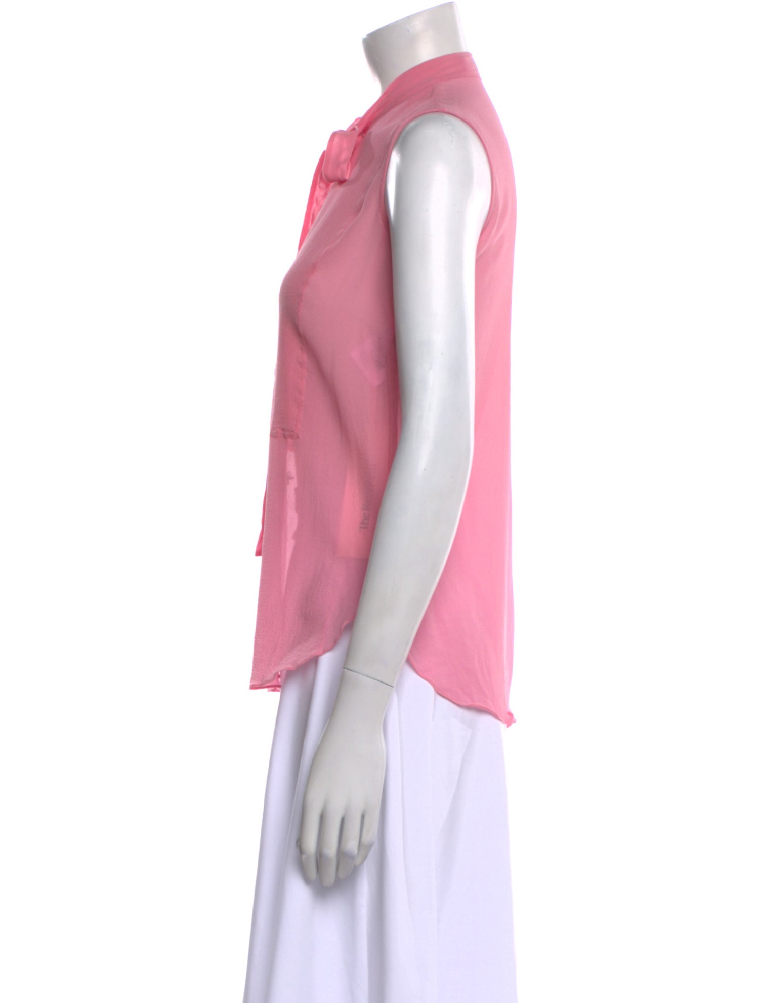 Christian Dior Silk Tie Neck Button-Up Top