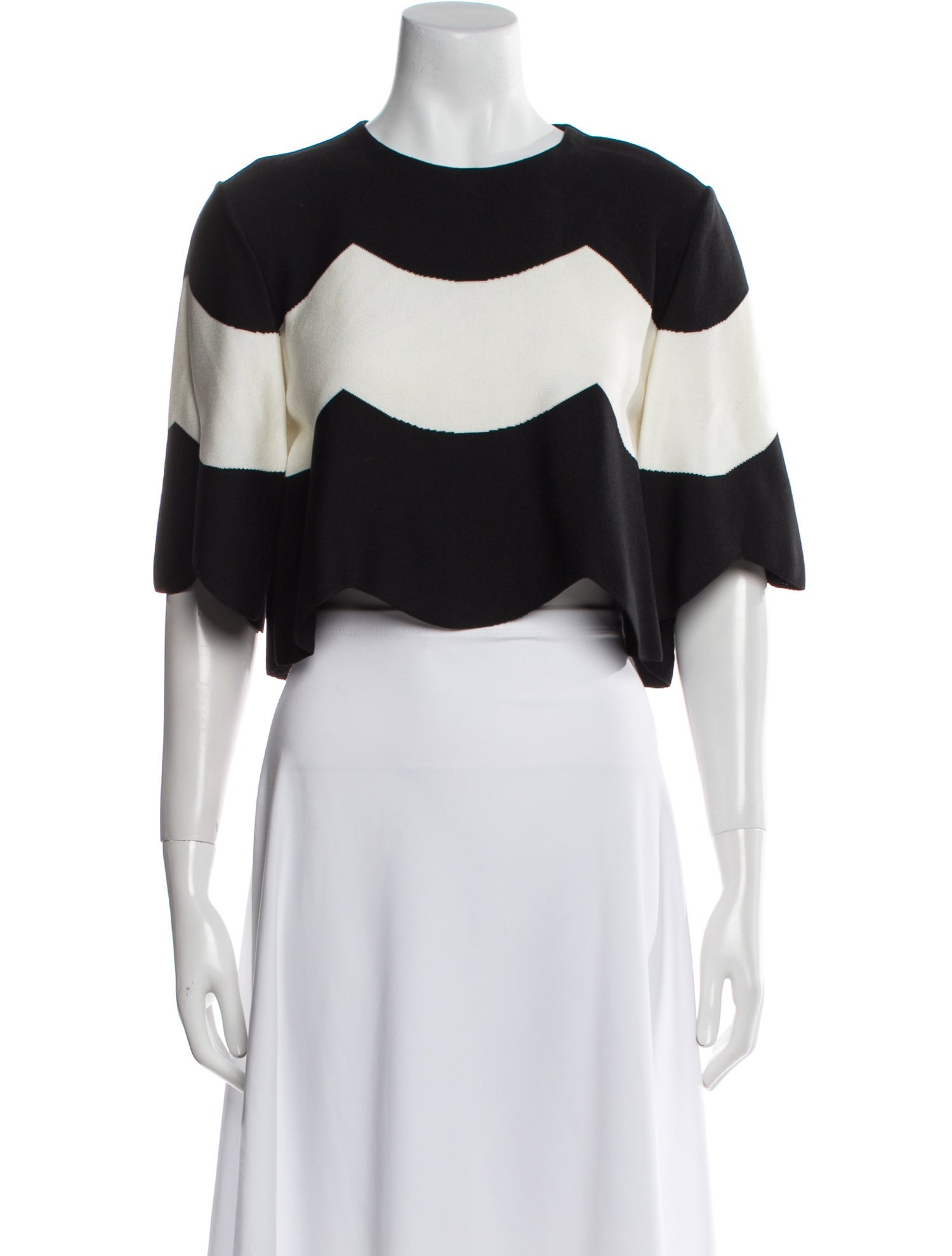 Christian Dior Striped Crew Neck Crop Top