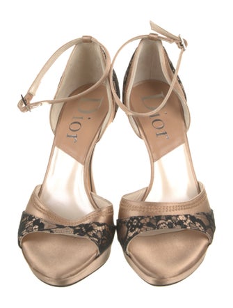 Christian Dior Satin Lace Trim Embellishment Sandals