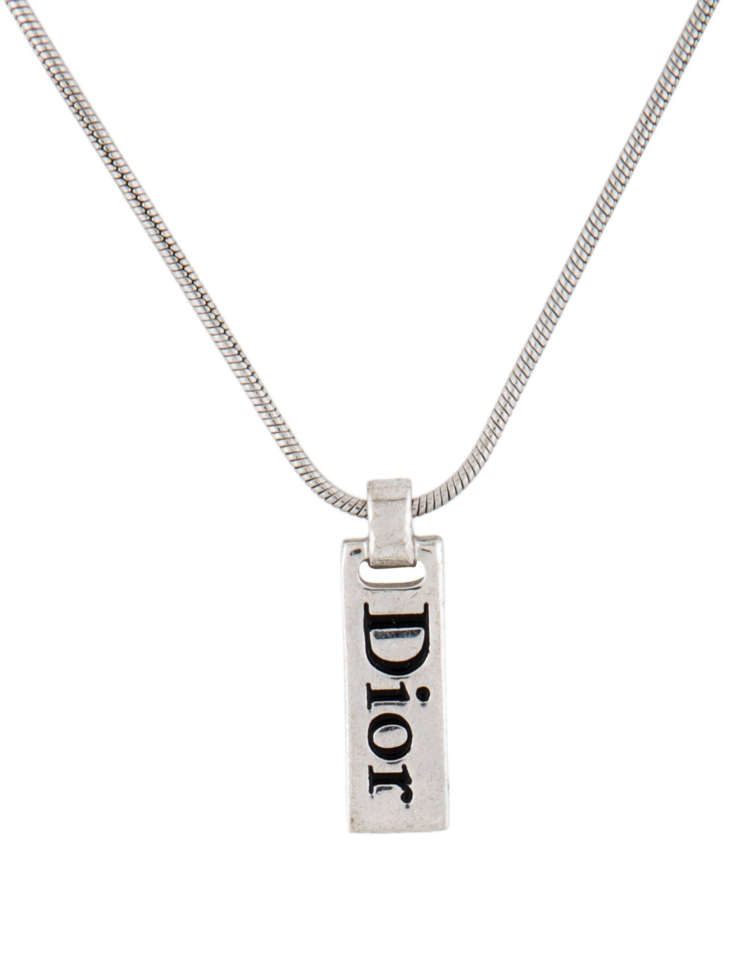 Christian Dior Dog Tag Pendant Necklace