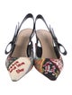 Christian Dior Floral Print Bow Accents Slingback Pumps