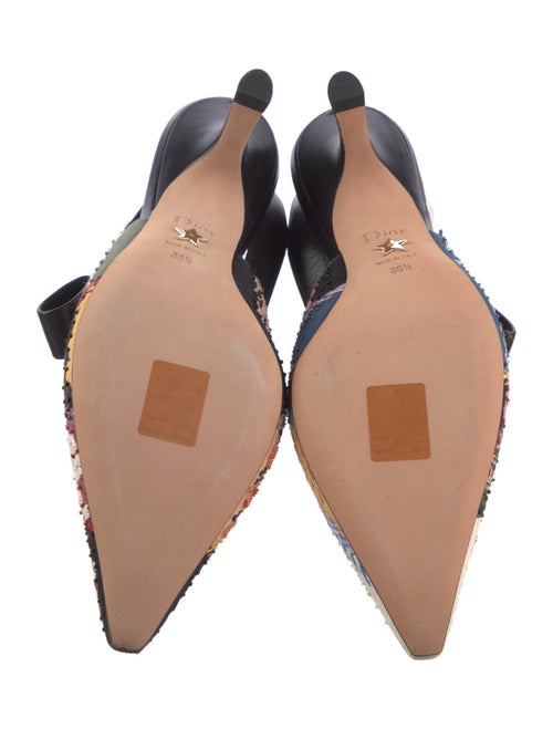 Christian Dior Floral Print Bow Accents Slingback Pumps