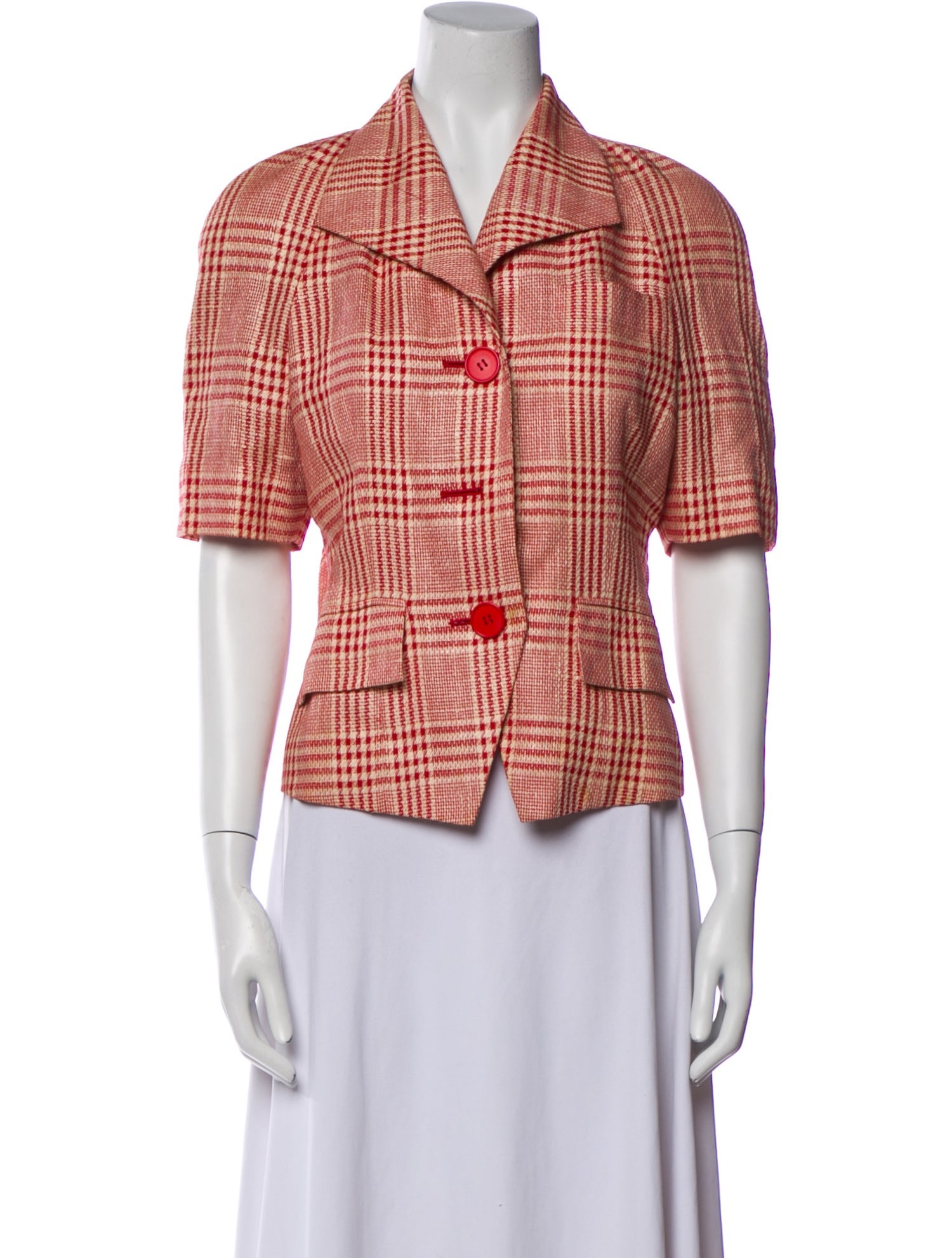 Christian Dior Vintage Plaid Print Button-Up Top