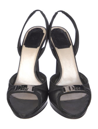Christian Dior Diorissimo Pattern Leather Slingback Sandals