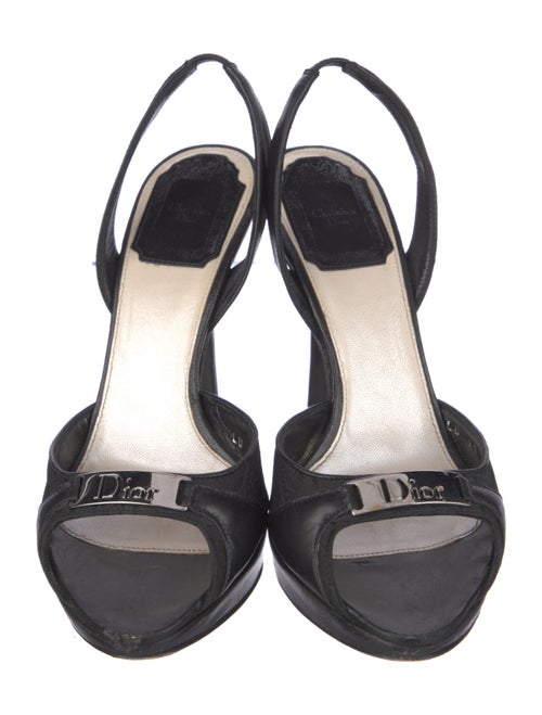 Christian Dior Diorissimo Pattern Leather Slingback Sandals