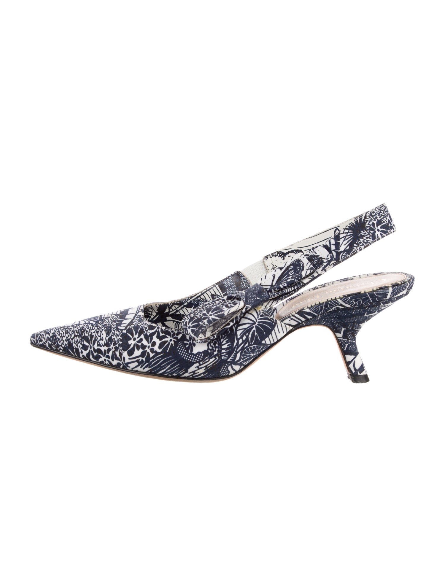 Christian Dior Printed Bow Accents Slingback Pumps