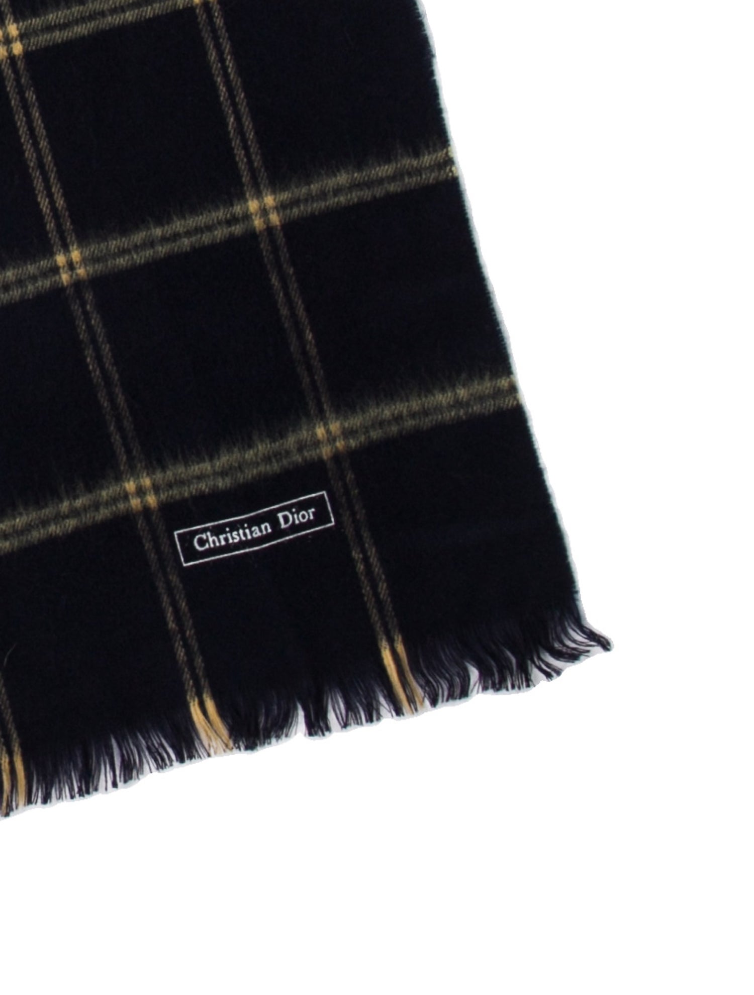 Christian Dior Monsieur Merino Wool Plaid Print Scarf