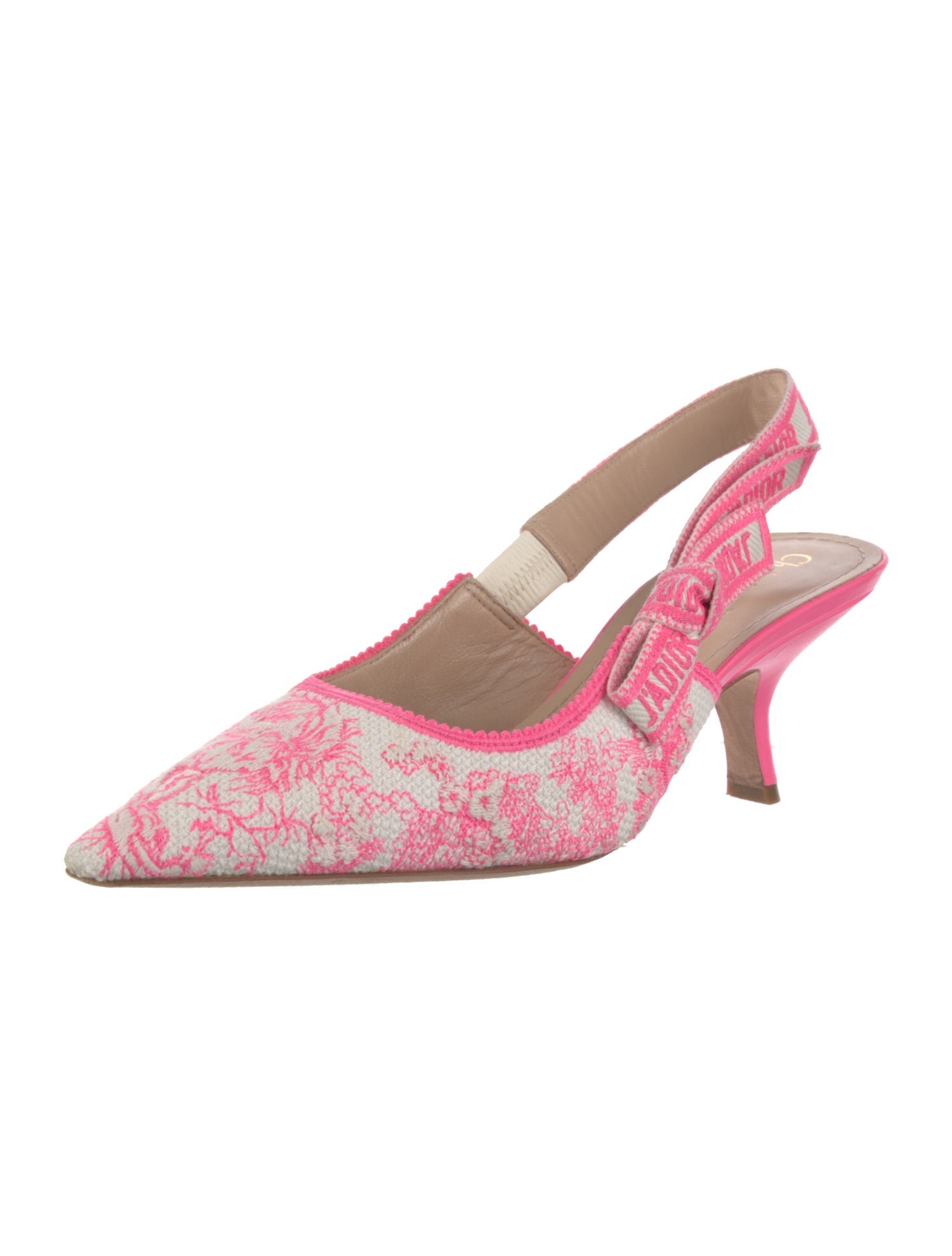Christian Dior Printed Bow Accents Slingback Pumps