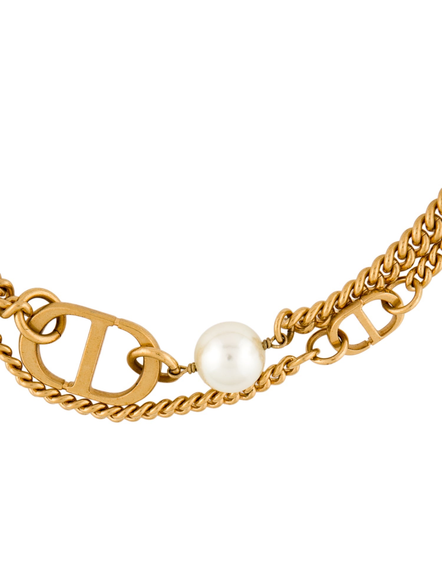 Christian Dior Faux Pearl 30 Montaigne Double Strand Necklace