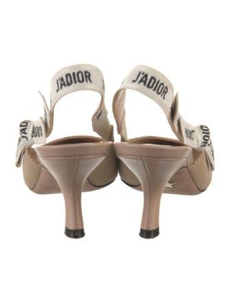 Christian Dior Sylvie Web Accent Bow Accents Slingback Pumps