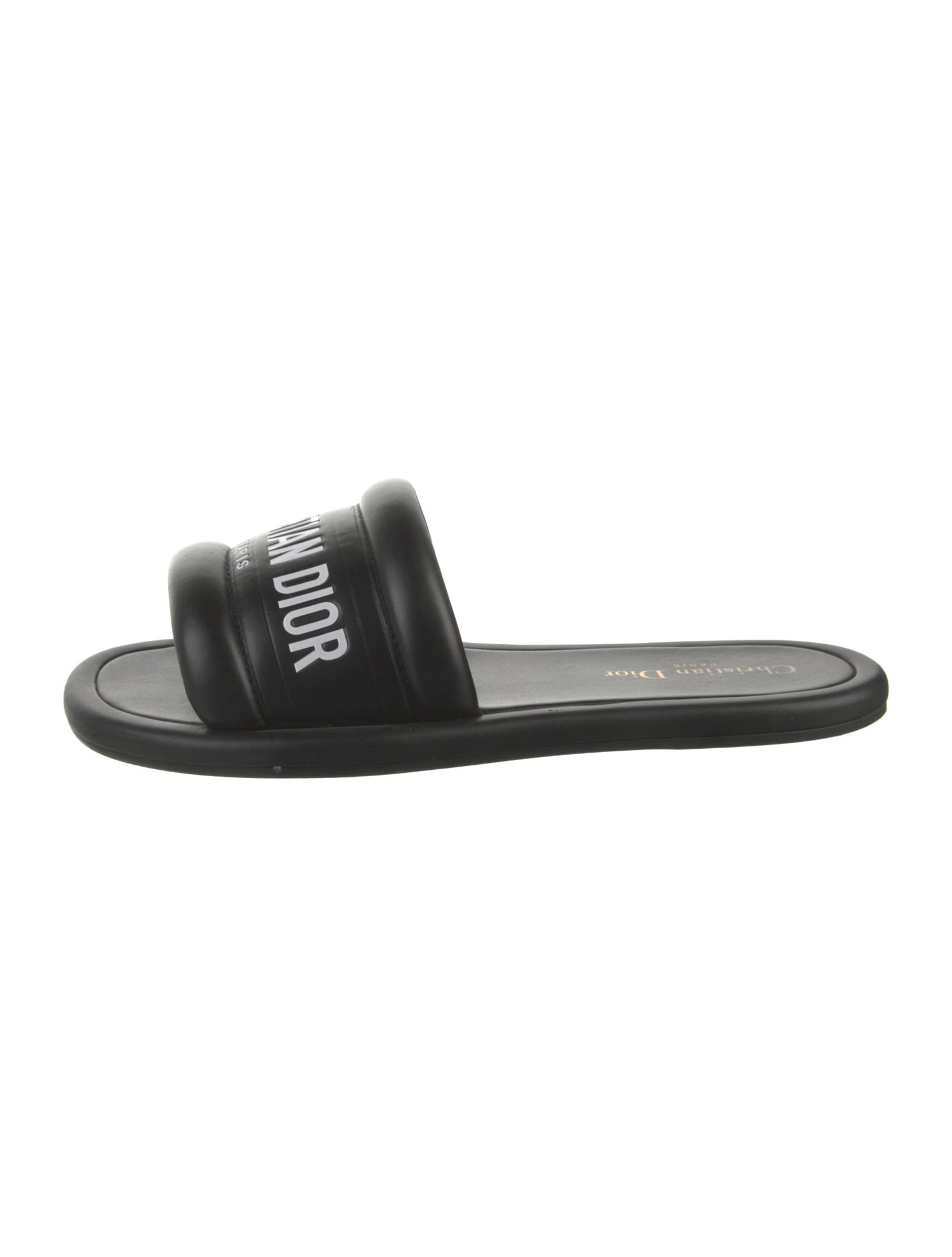 Christian Dior Leather Graphic Print Slides