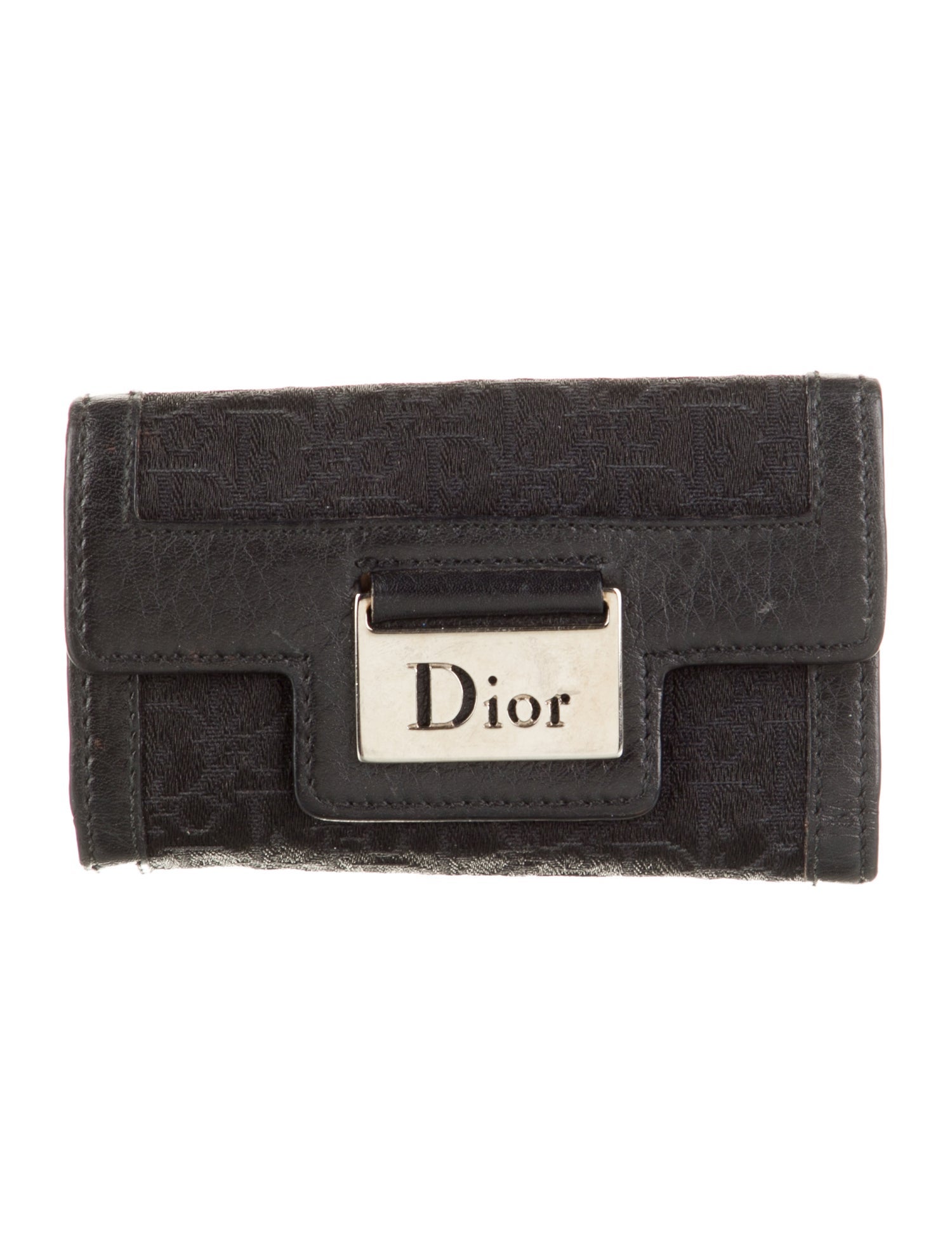 Christian Dior Black Pattern Printed Diorissimo Key Holder