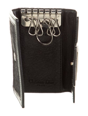 Christian Dior Black Pattern Printed Diorissimo Key Holder