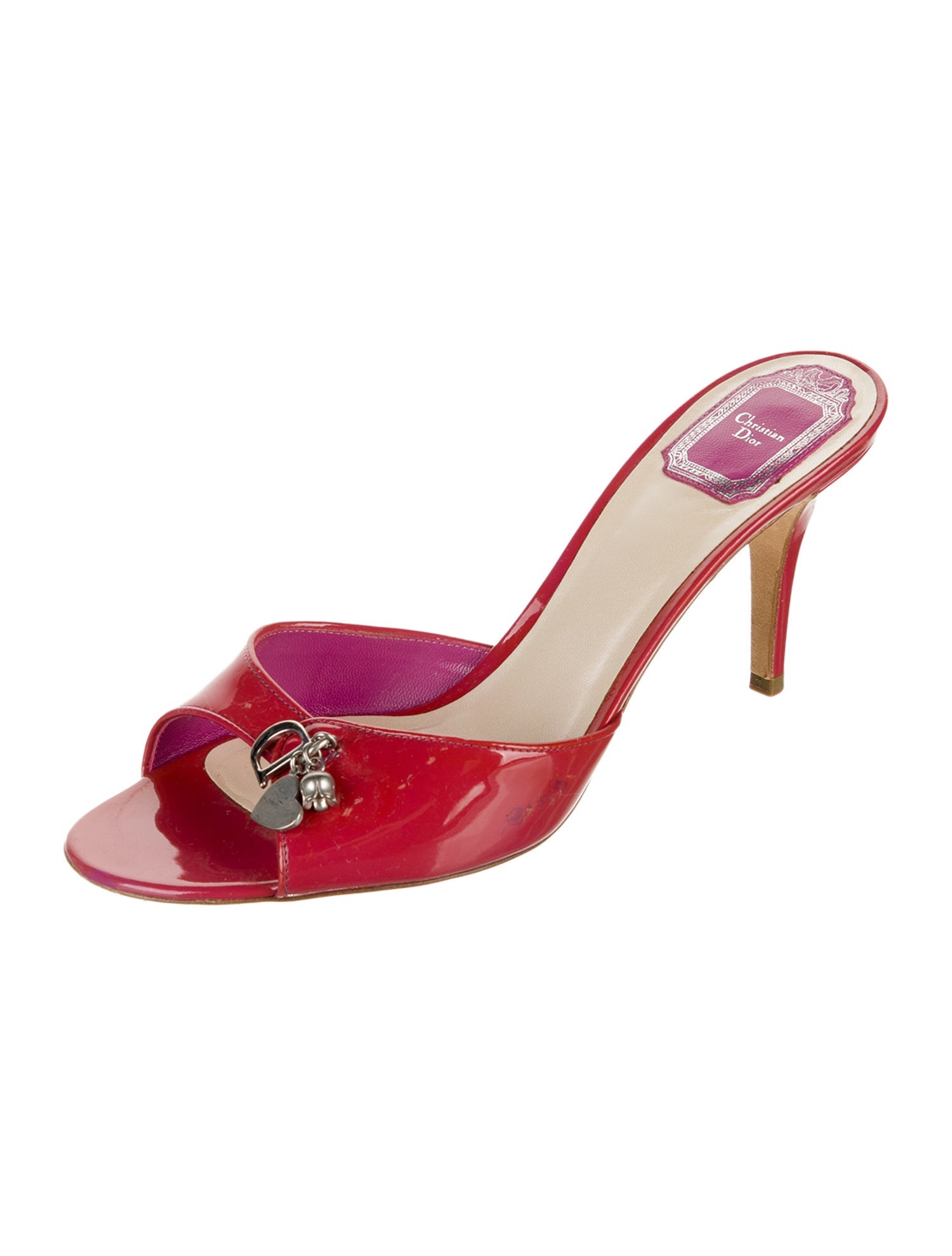 Christian Dior Patent Leather Studded Accents Slides