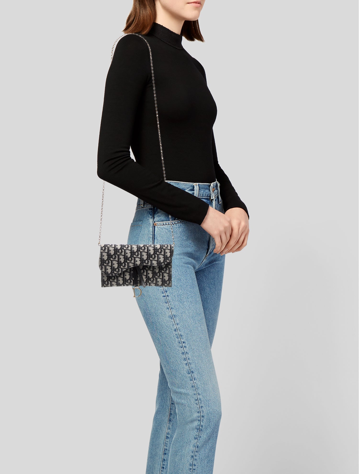 Christian Dior Oblique Jacquard Wallet on Chain