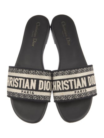Christian Dior Printed Embroidered Accent Slides