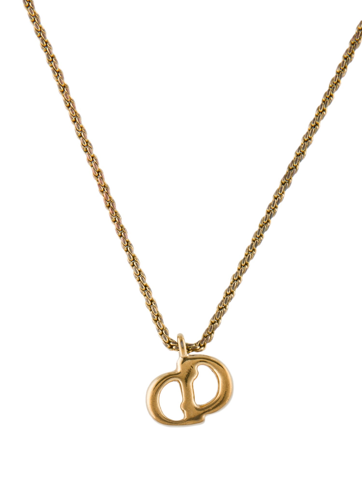 Christian Dior Vintage "CD" Pendant Chain Necklace