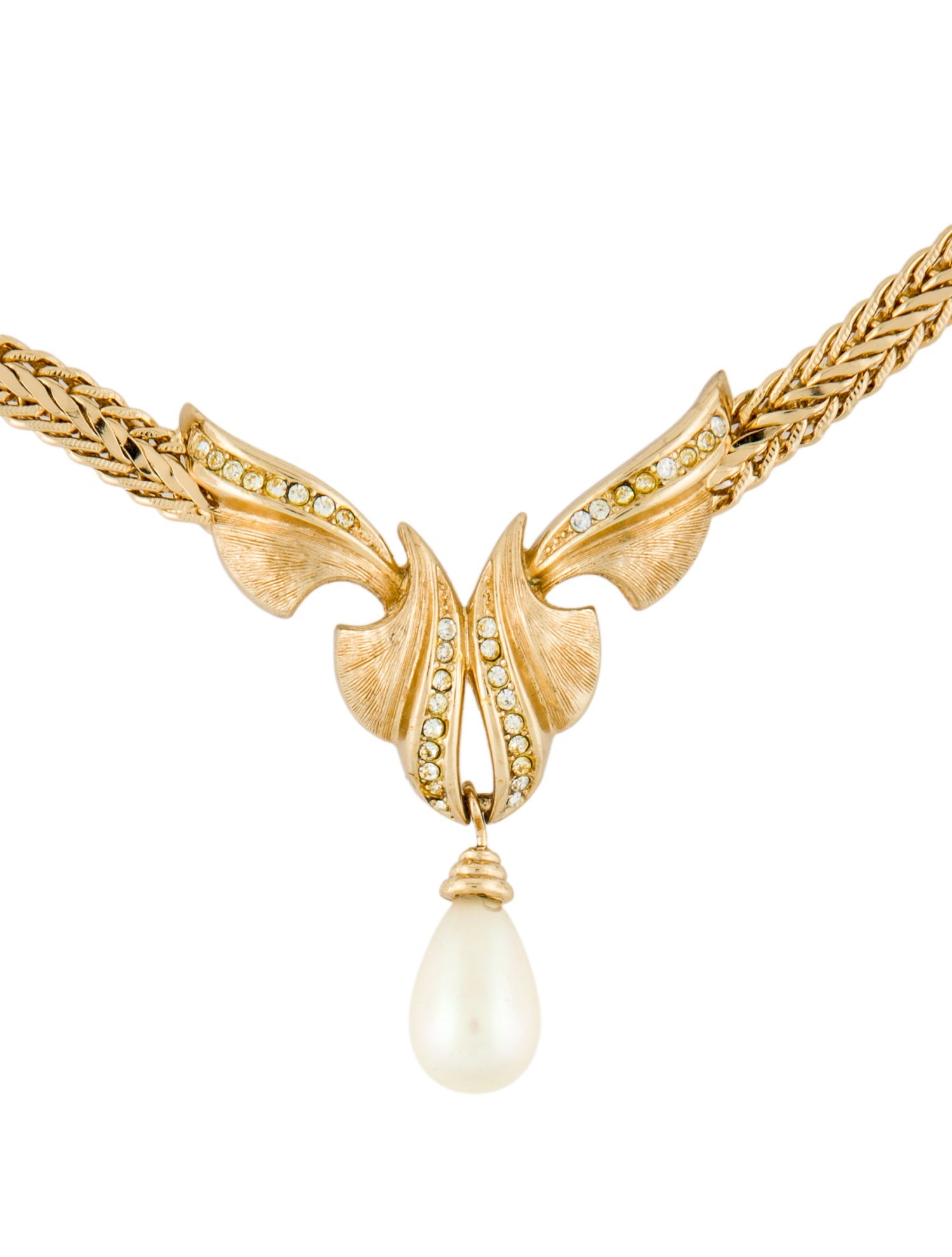 Christian Dior Vintage Faux Pearl & Crystal Collar Necklace