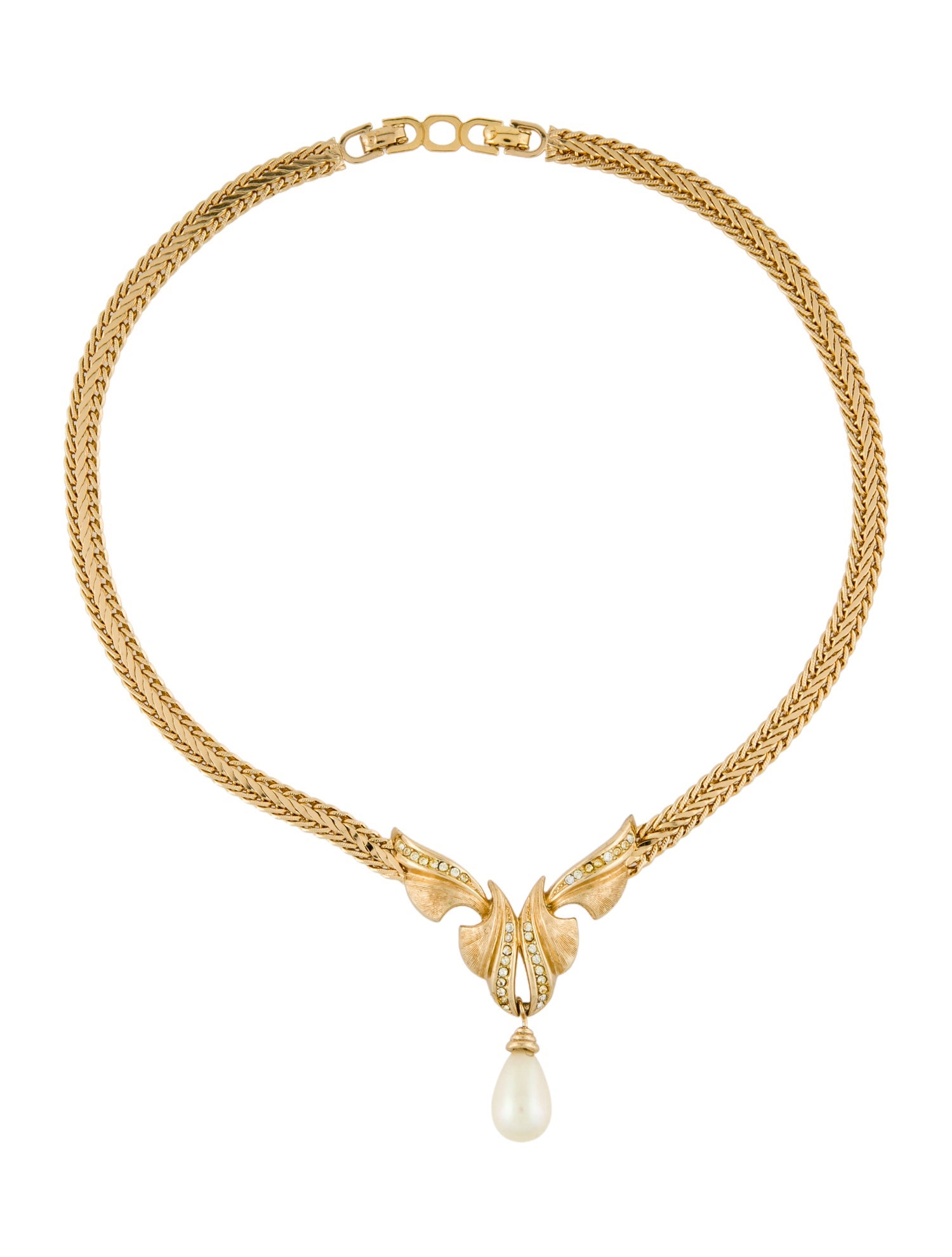 Christian Dior Vintage Faux Pearl & Crystal Collar Necklace