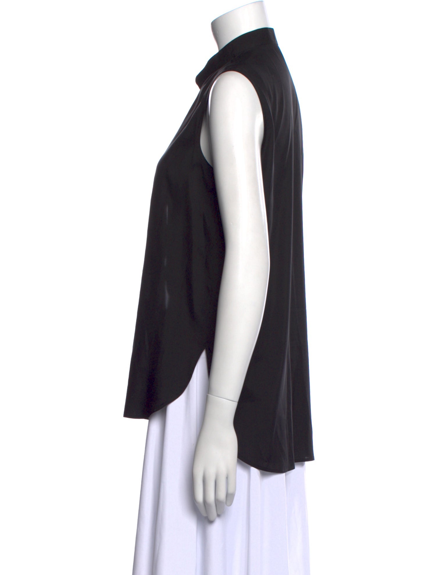 Christian Dior Silk Mock Neck Button-Up Top