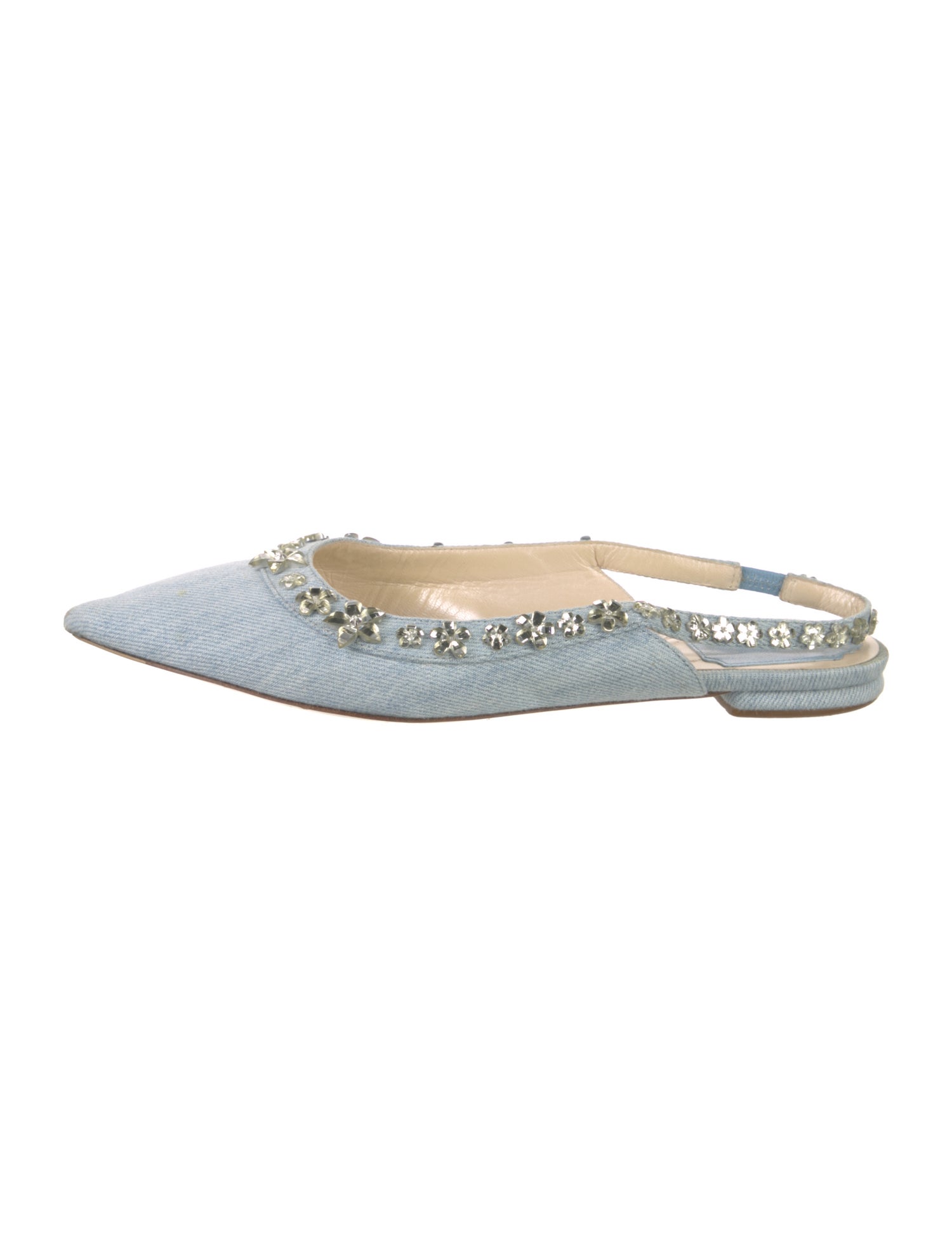 Christian Dior Denim Crystal Embellishments Flats