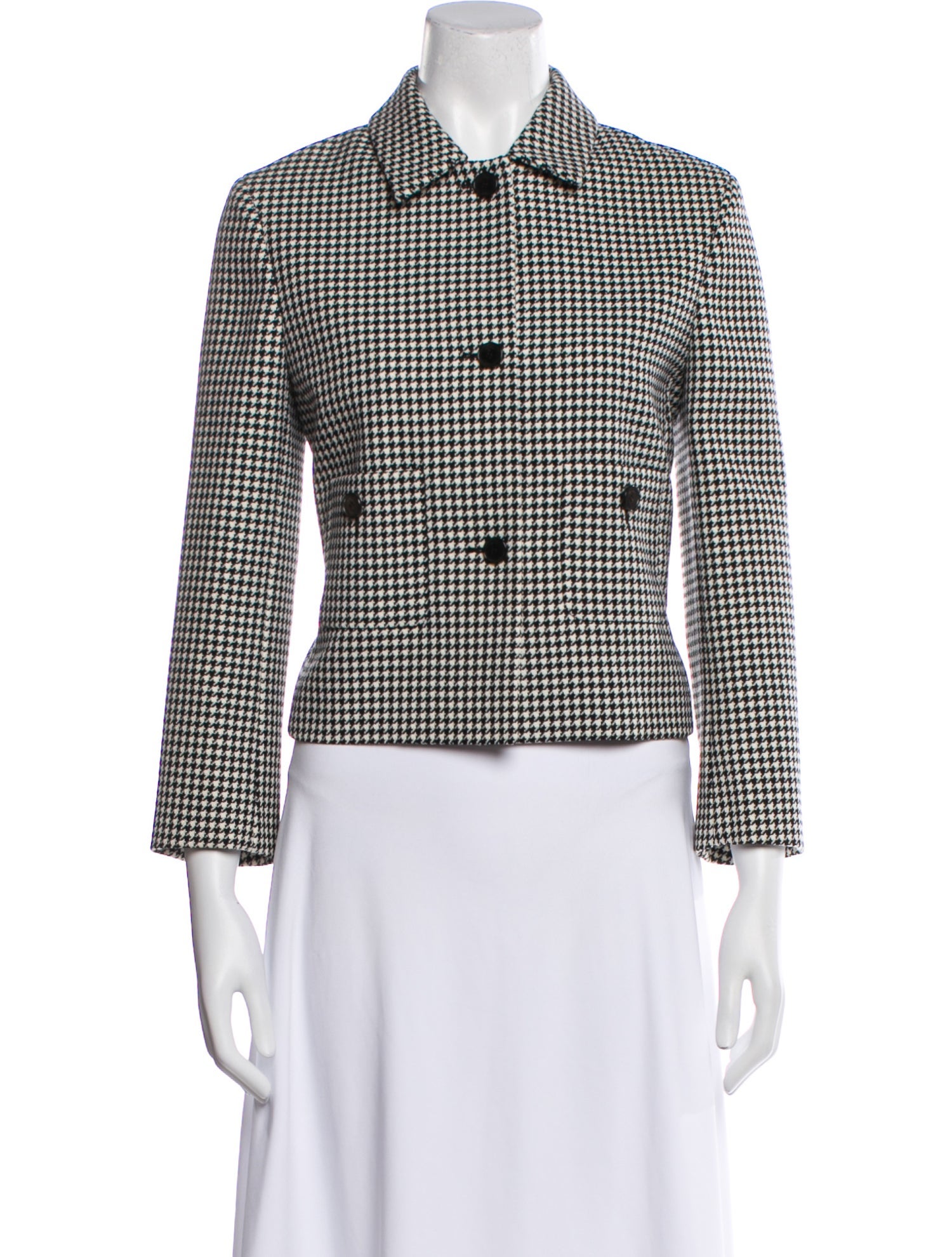 Christian Dior Virgin Wool Houndstooth Print Blazer