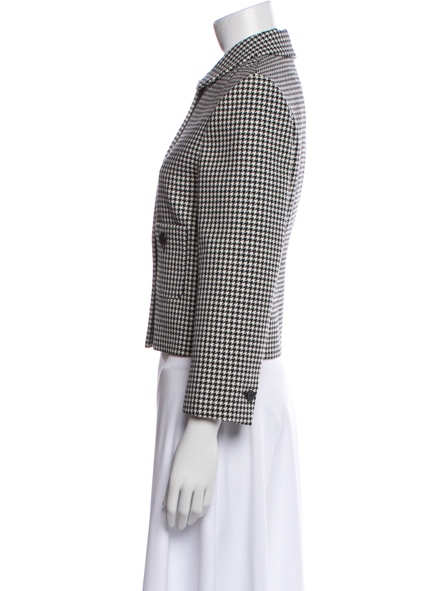 Christian Dior Virgin Wool Houndstooth Print Blazer
