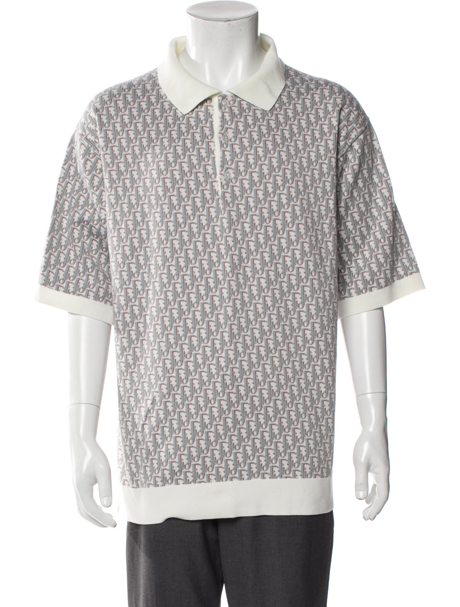 DIOR MEN Oblique Jacquard Collar Polo Sweater