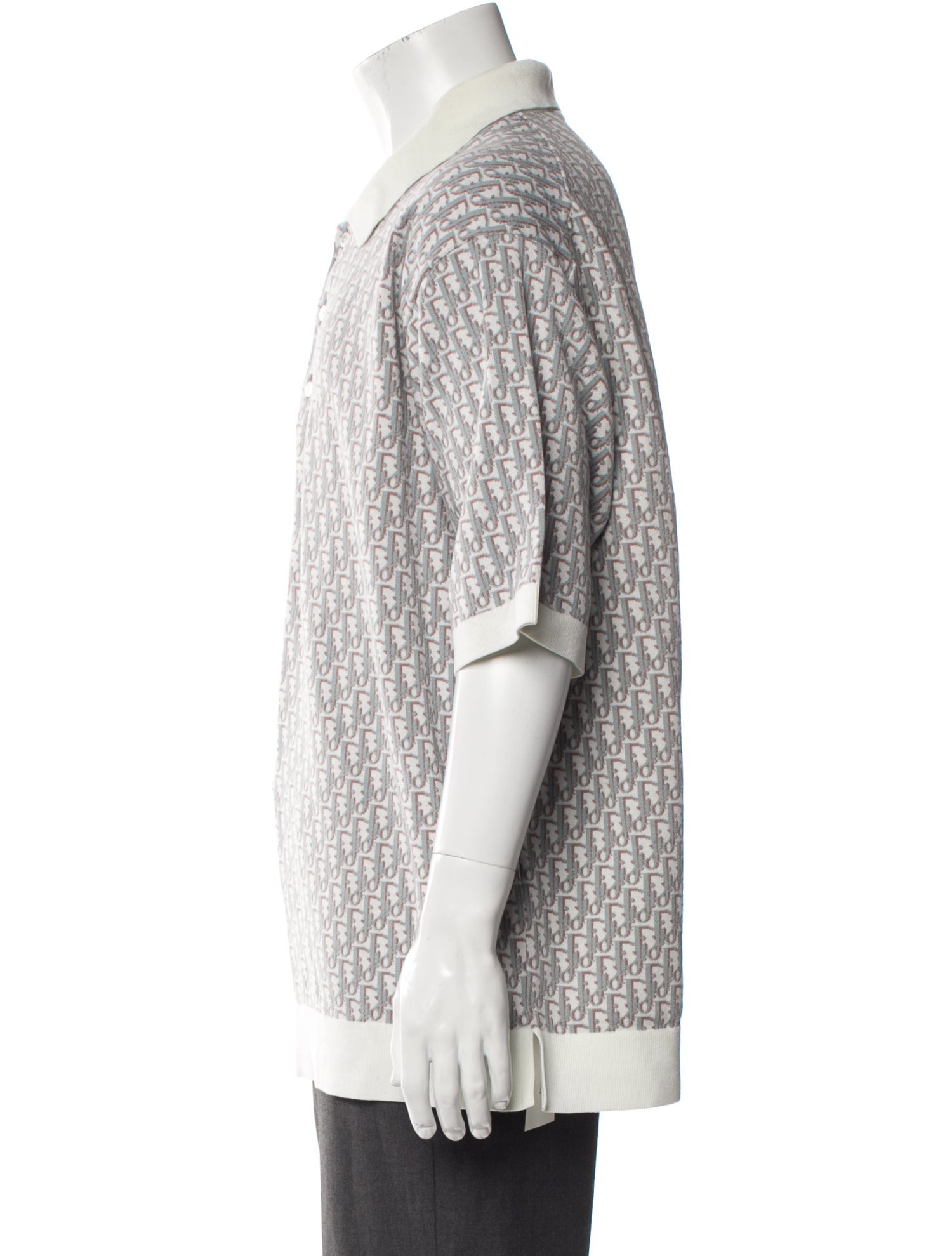 DIOR MEN Oblique Jacquard Collar Polo Sweater