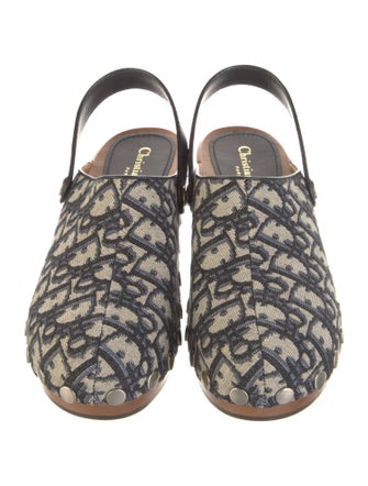 Christian Dior Oblique Jacquard Canvas Slingback Flats