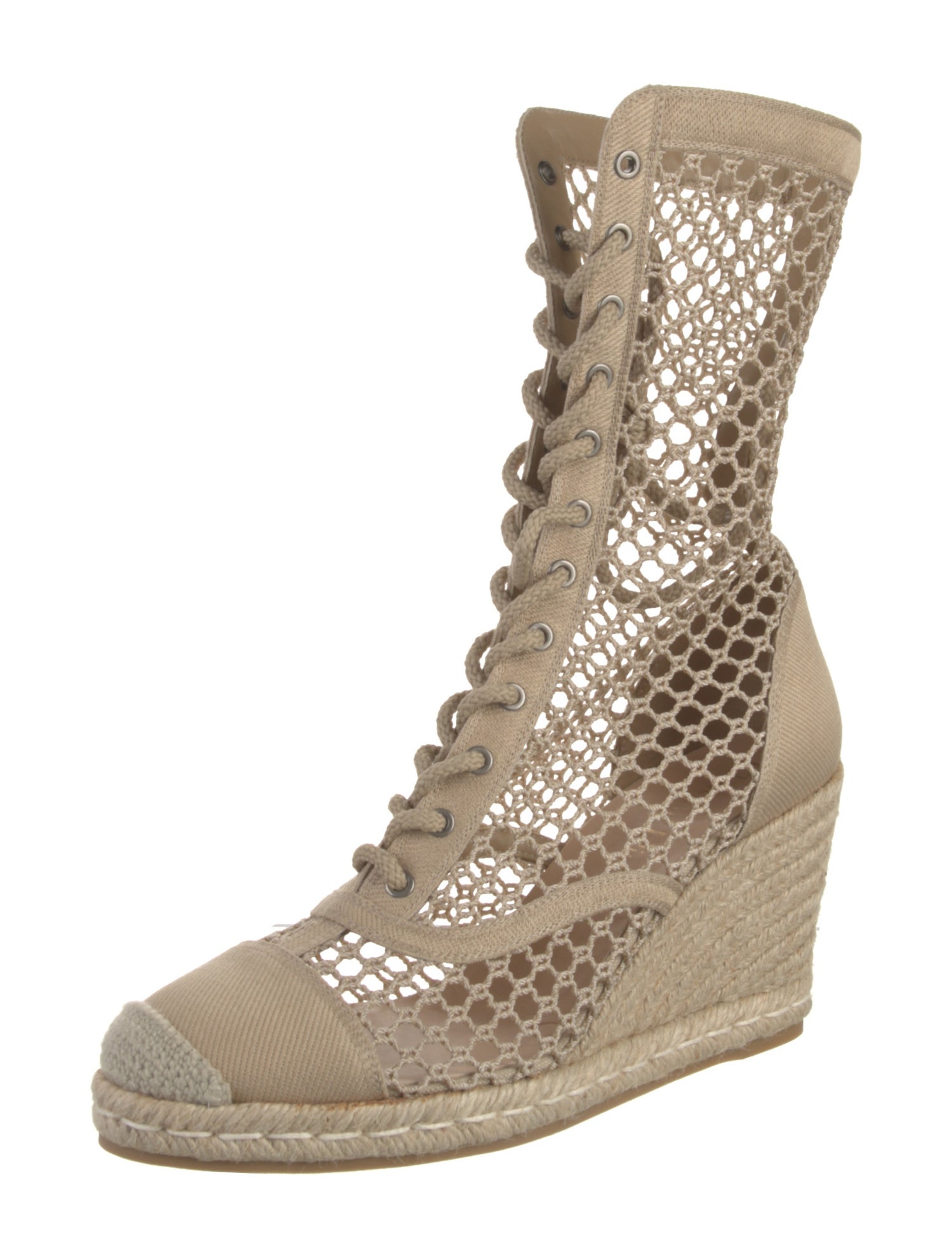 Christian Dior Canvas Lace-Up Boots
