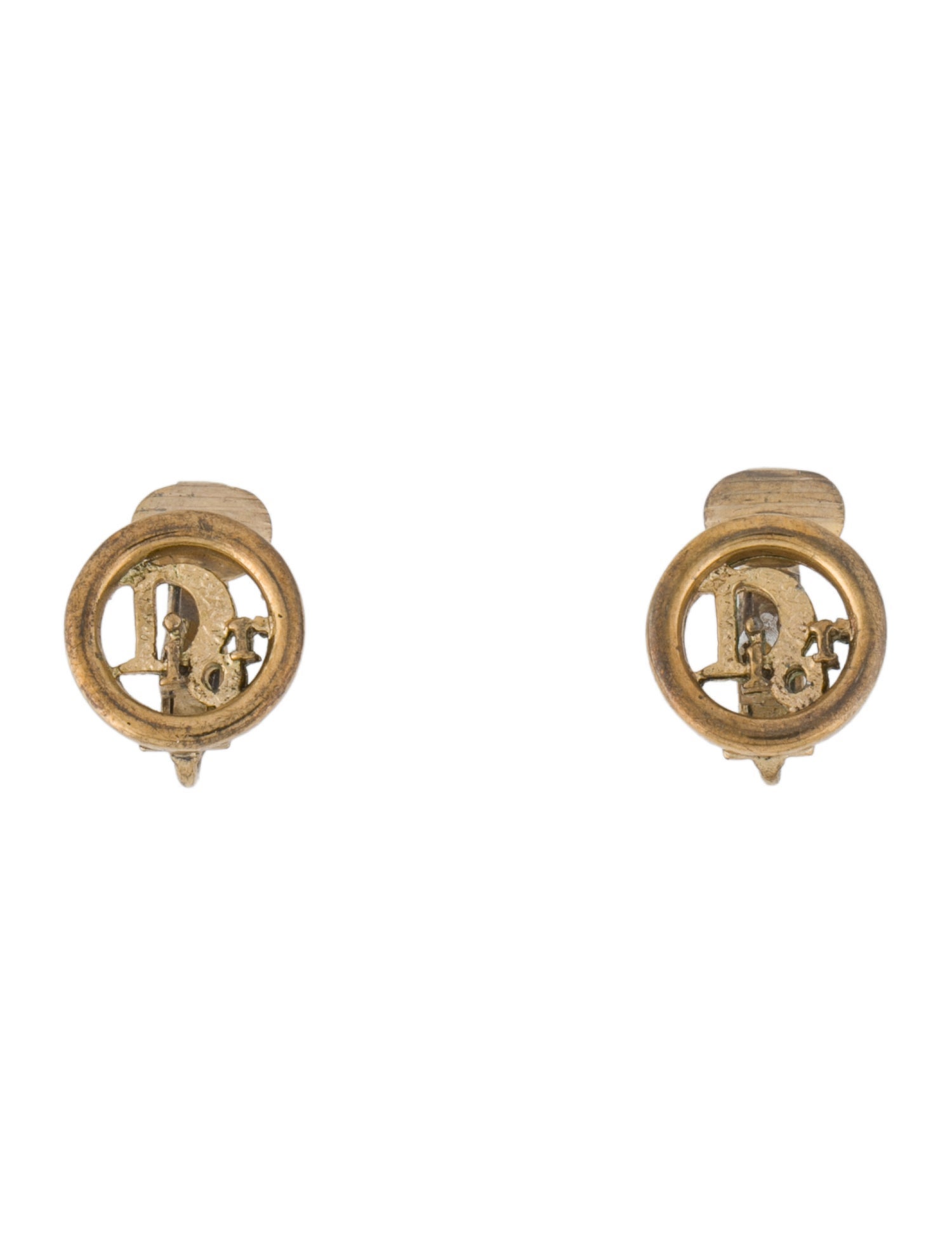 Christian Dior Vintage Logo Clip-On Earrings