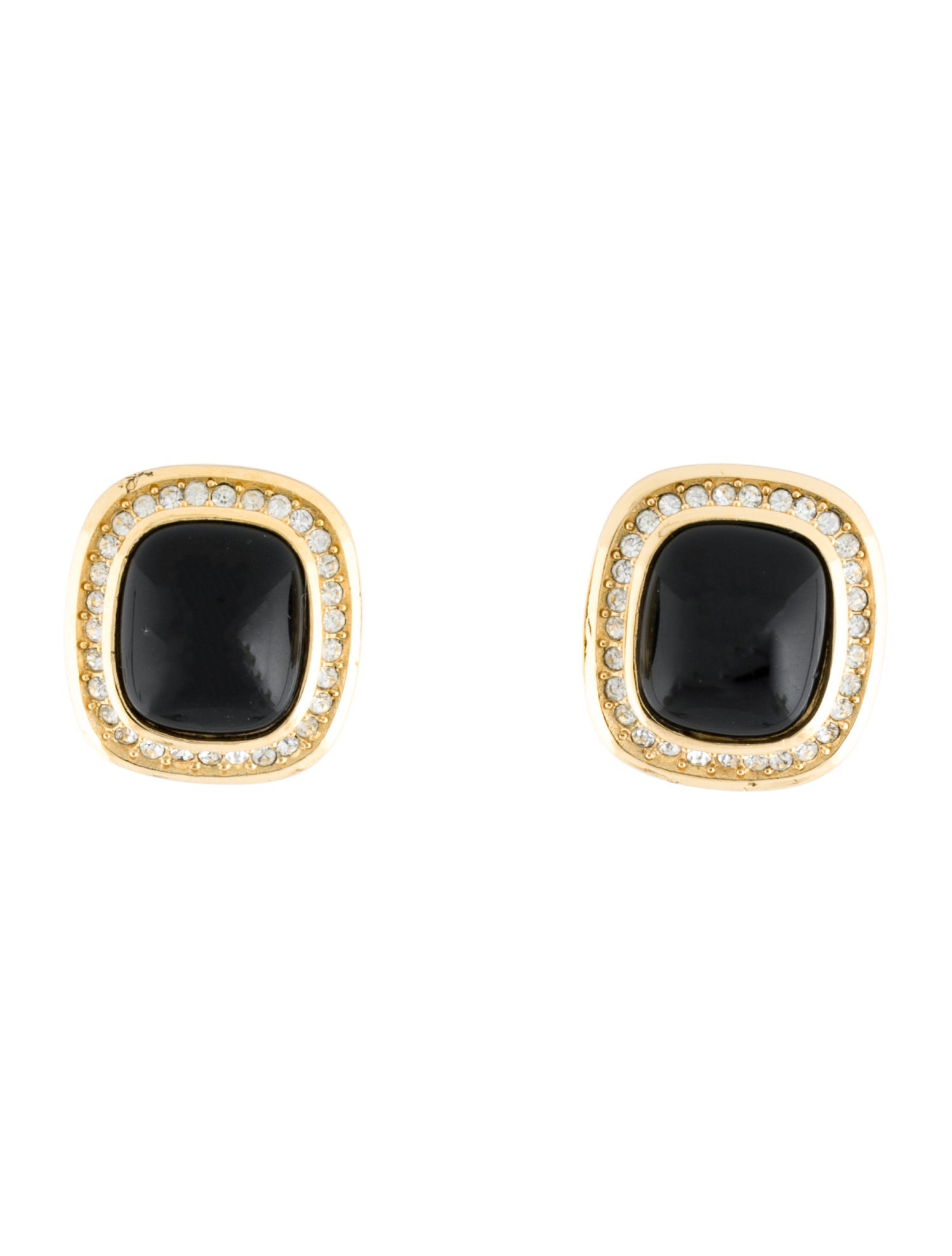 Christian Dior Vintage Resin & Crystal Clip-On Earrings
