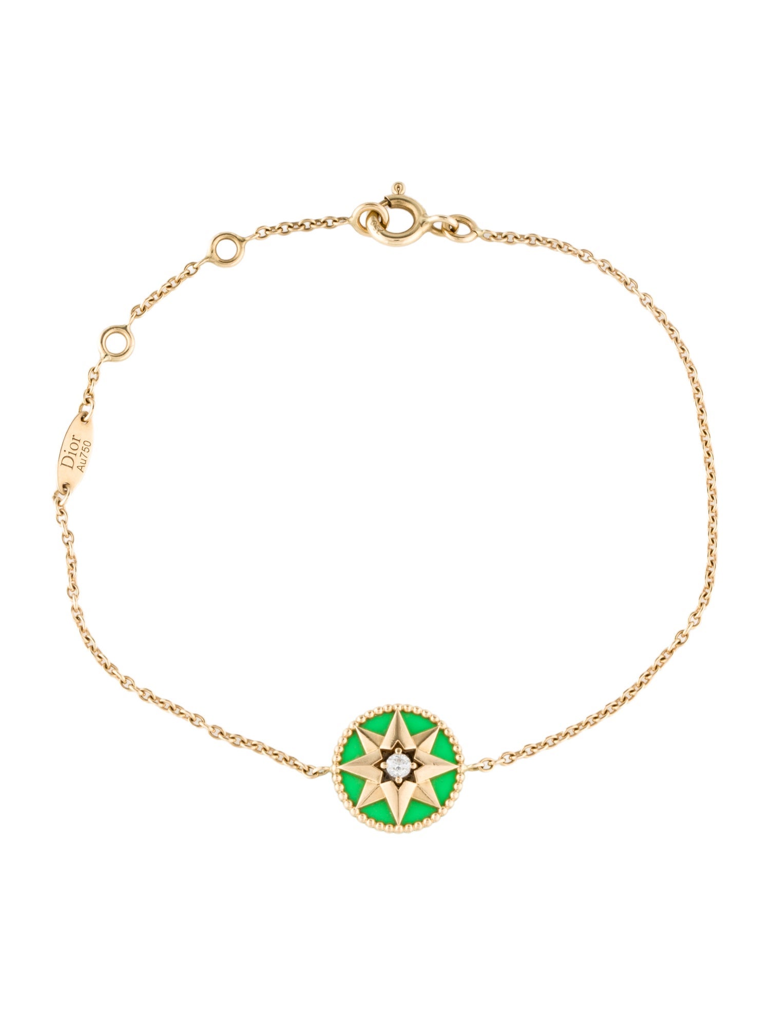 Christian Dior 18K Diamond & Ceramic Lacquer Rose des Vents Bracelet