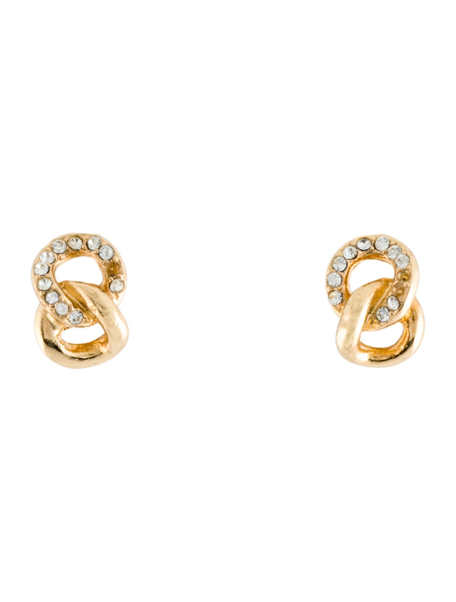 Christian Dior Vintage Crystal Huggie Clip-On Earrings