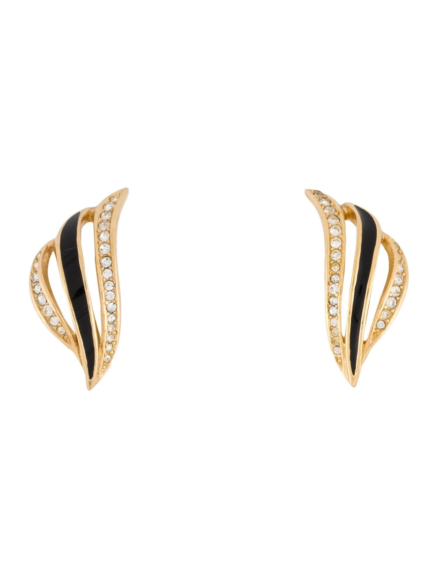 Christian Dior Vintage Crystal & Enamel Clip-On Earrings