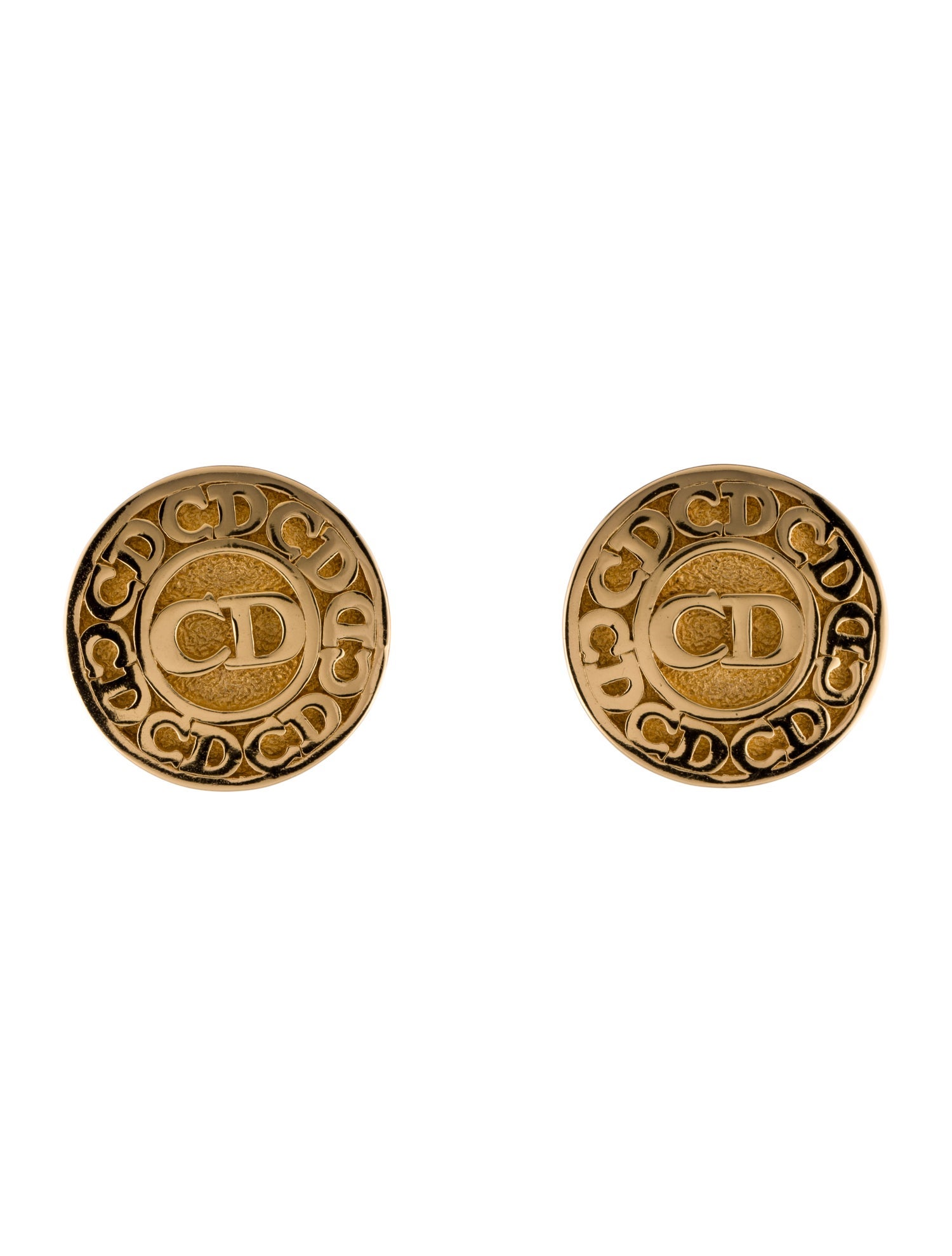 Christian Dior Vintage Round CD Clip-On Earrings