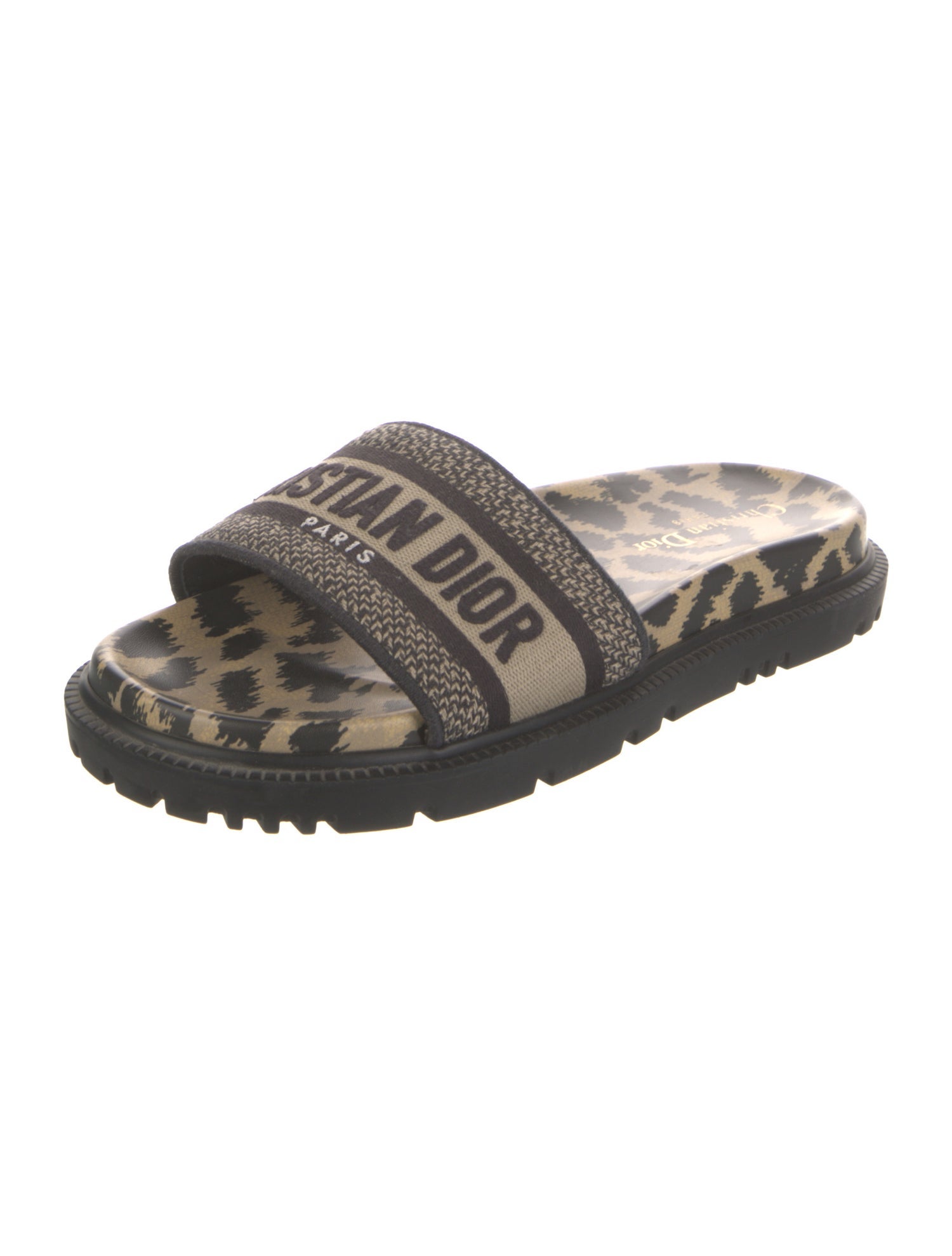 Christian Dior Printed Embroidered Accent Slides