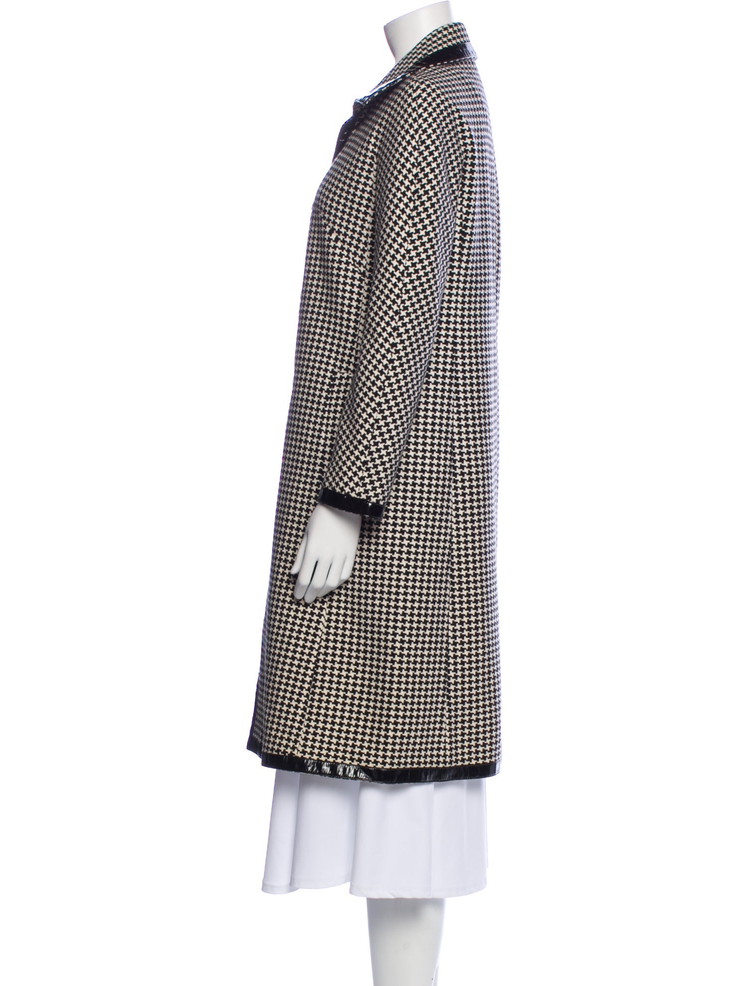 Christian Dior Virgin Wool Houndstooth Print Coat