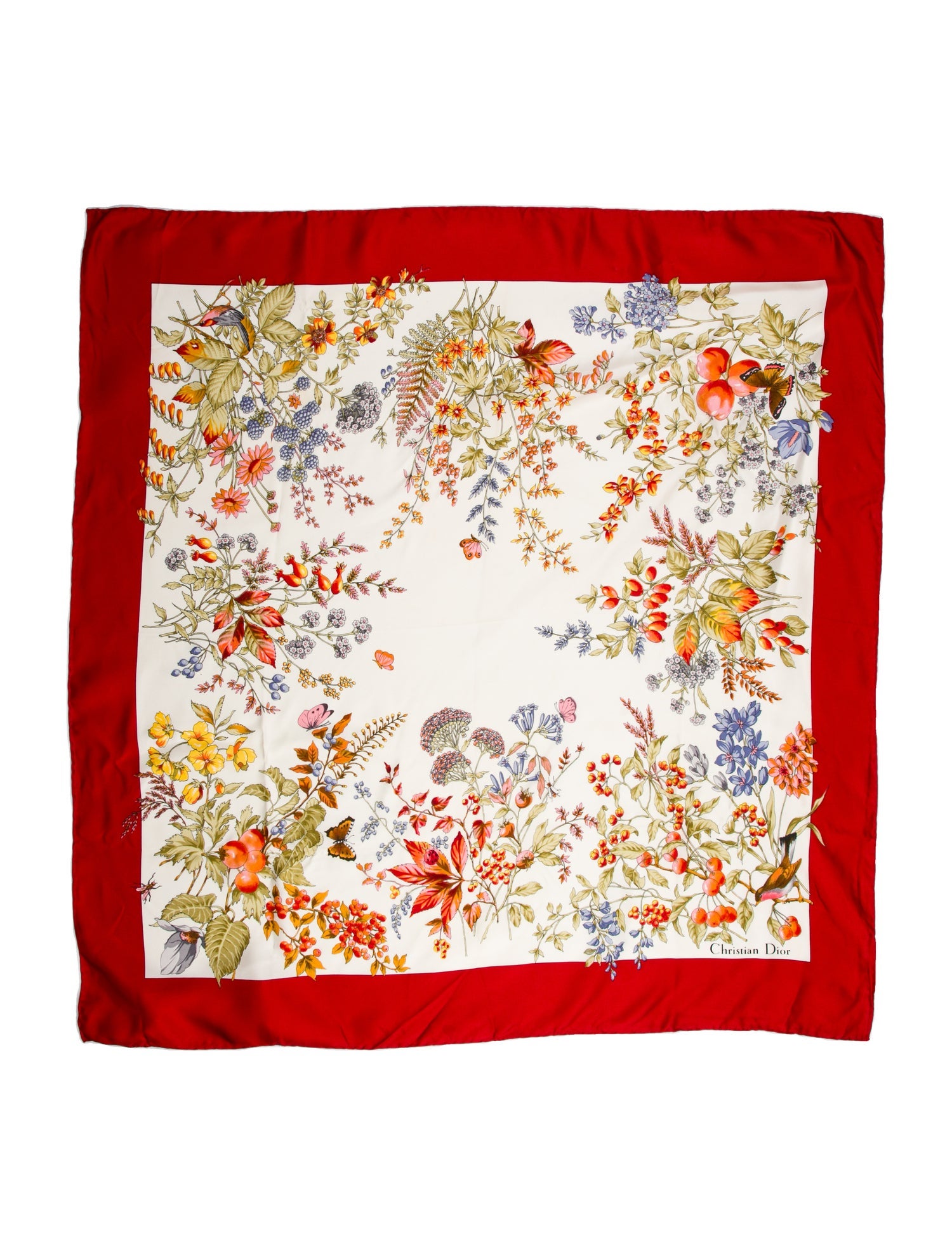 Christian Dior Silk Floral Print Scarf