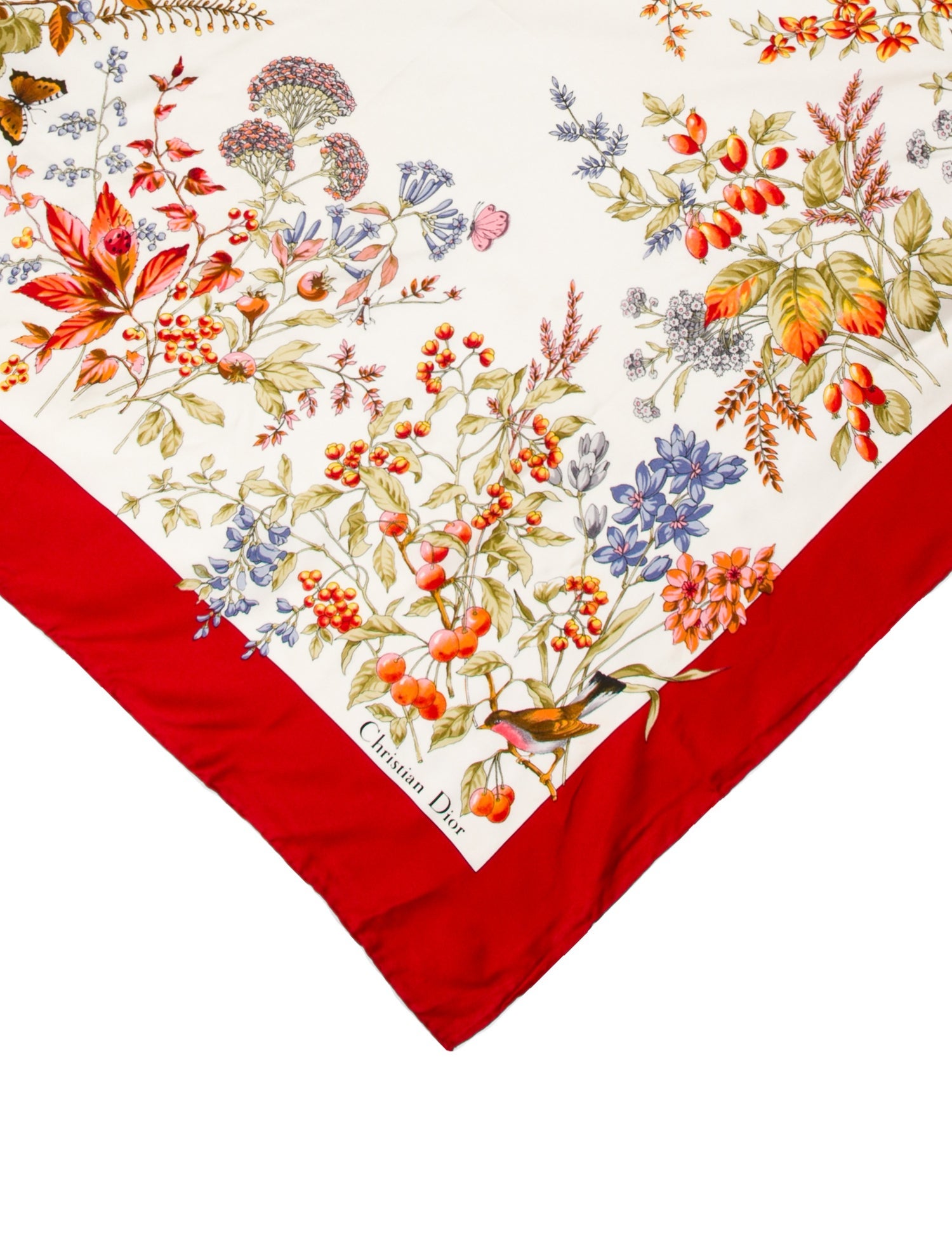 Christian Dior Silk Floral Print Scarf