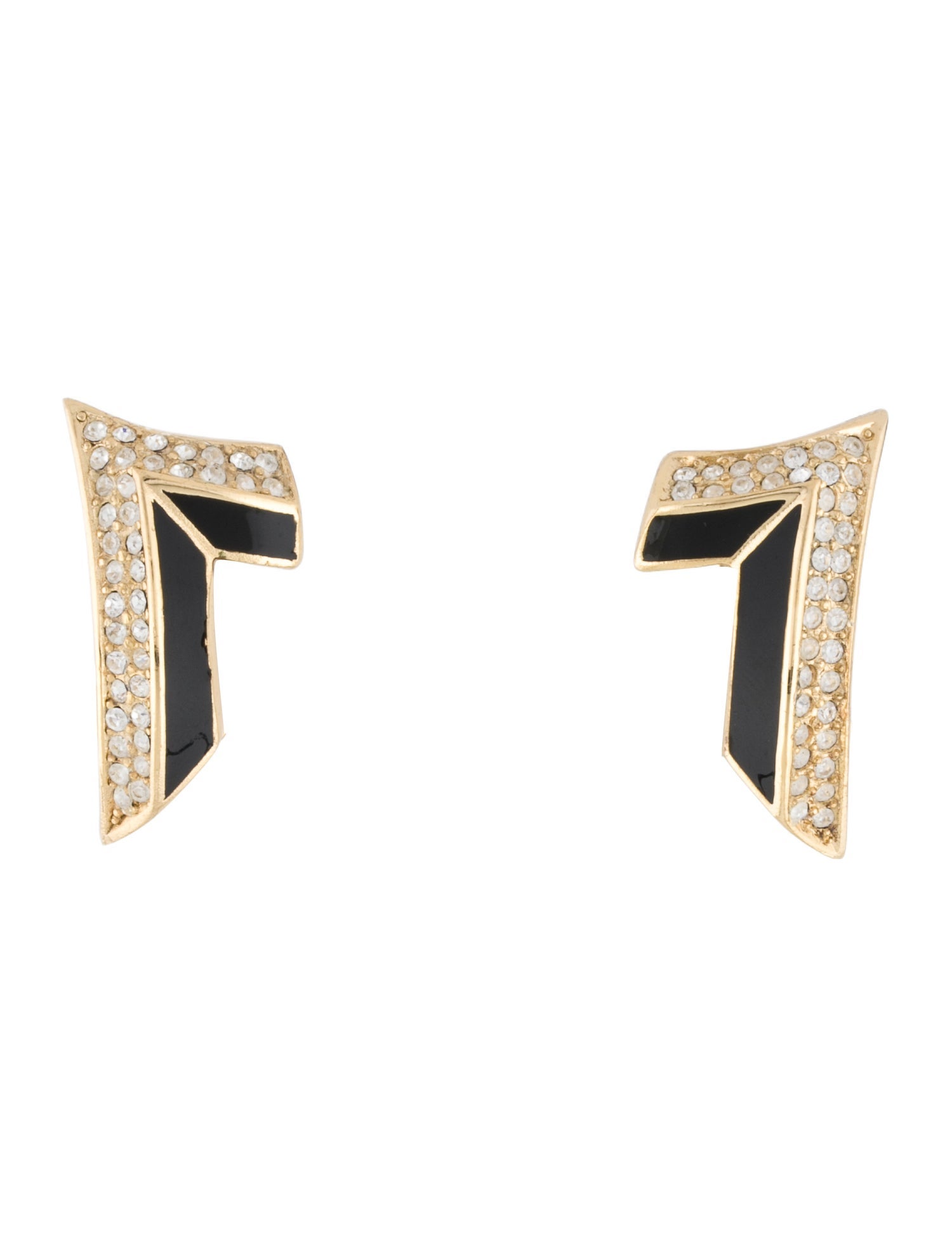 Christian Dior Vintage Crystal & Enamel Clip-On Earrings