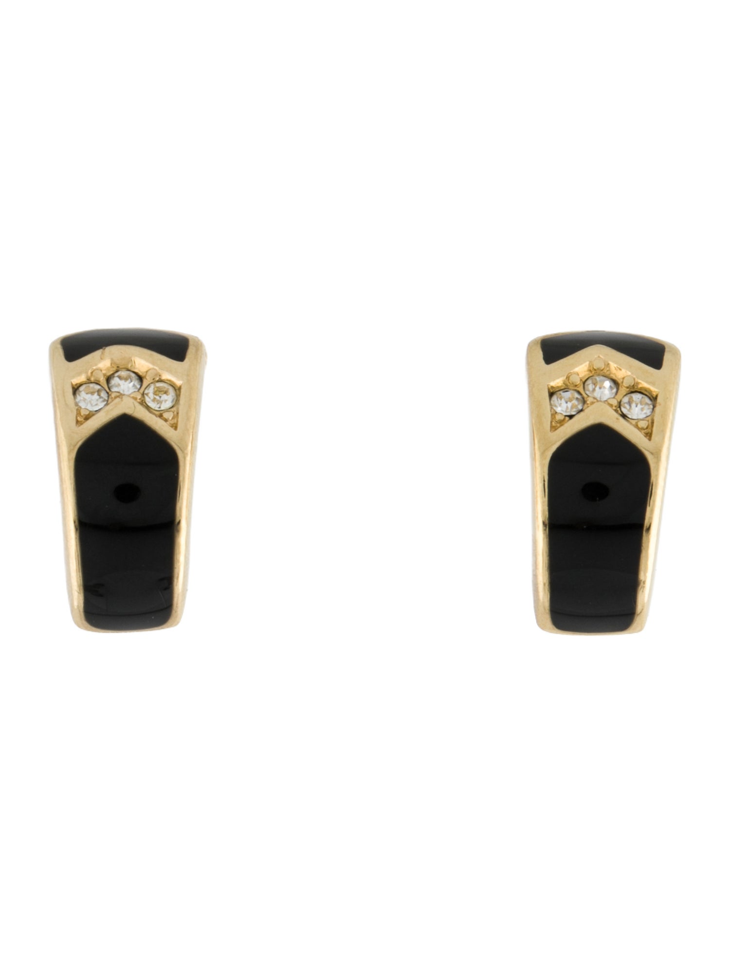 Christian Dior Vintage Crystal & Enamel Clip-On Earrings