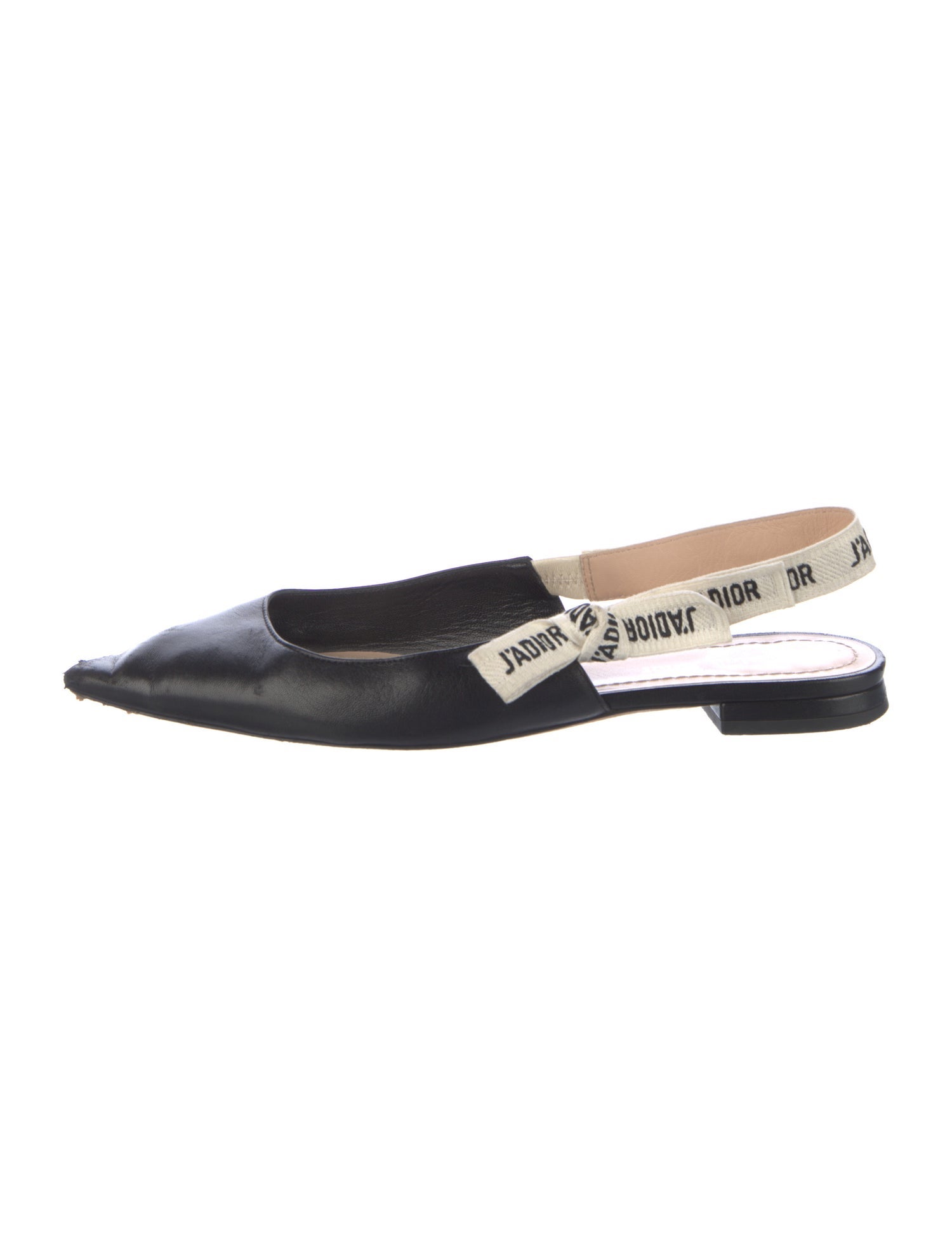 Christian Dior Leather Bow Accents Slingback Flats