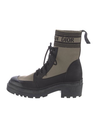 Christian Dior Signature Logo Canvas Combat Boots