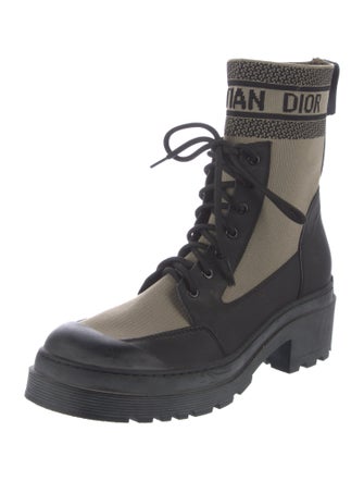 Christian Dior Signature Logo Canvas Combat Boots