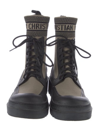 Christian Dior Signature Logo Canvas Combat Boots